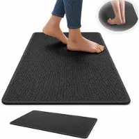 VHV - Keukenmat - Keukenloper - Vloermat keuken - Antislip - Waterabsorberend - Linnen look - Voor de keuken en het aanrecht - Wasbaar - 60*90cm - Zwart