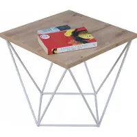 FutuStal Koffietafel, metalen frame, vierkant, industriële loftstijl, wit + artisan eikenhout