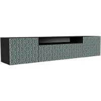 MargaretHadas24 TV-kast Cali, woonwand, lowboard, tv-standaard, woonwand, woonkamer, tv-meubel, woonkamermeubels, televisie, highboard, TV-kast, tv-lowboard, 200 cm, 3 deuren, zwart, groen
