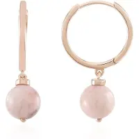 Cavill - Zilveren oorbellen 925 sterling zilver met roségoud plating - Roze zebra jaspis 7,76 ct - 8 mm ronde kralen - Elegante damessieraden