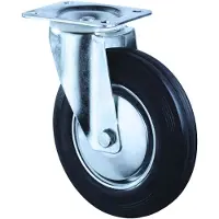 BS Rollen Zwenkwiel Wiel Ø 160 mm Draagvermogen 135 kg Massieve rubberen plaat L135xB110 mm