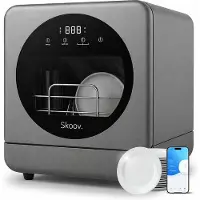 Skoov Mini Vaatwasser met waterreservoir - 5 couverts - 6 wasprogramma's - 45cm - Kleine smalle vrijstaande afwasmachine - Camping - Grijs
