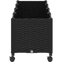 vidaXL Tuin planter met wielen Zwart 160 x 40 x 44 cm PP