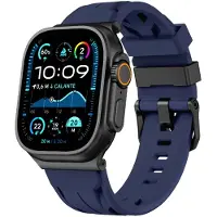 Strap-it Siliconen 'Race' bandje geschikt voor Apple Watch 1/2/3/4/5/6/7/8/9/10/11/SE/SE2/SE3/Ultra (2/3) - Maat: 44/45/46/49mm - Donkerblauw