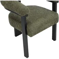 Vente-unique Set van 2 stoelen met armleuningen van boucléstof en zwart rubberhout - Kaki - LIVELIA