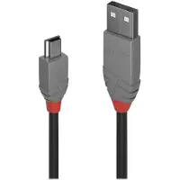 Lindy Anthra Line - Câble USB - USB (M) pour mini USB type B (M) - USB 2.0 - 5 m - rond - noir