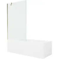 Mexen Cubik rechthoekig bad 150 x 70 met ombouw en 1-delige badwand 100 , transparant, goud - 550315070X9510000050