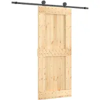 vidaXL Schuifdeur Naturel en Zwart 85 x 210 cm Massief Pine Hout