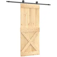 vidaXL Schuifdeur Naturel en Zwart 85 x 210 cm Massief Pine Hout