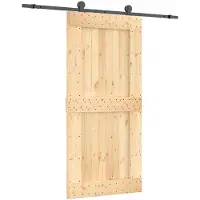 vidaXL Schuifdeur 95 x 210 cm Massief Pine Hout (Onbehandeld)