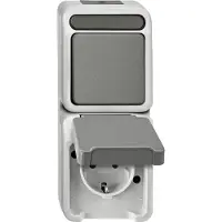 Merten 4075000 AquaStar Compleet Schakel-/stopcontact combinatie spatwaterdicht Lichtgrijs 1 stuks 1 stuk(s)