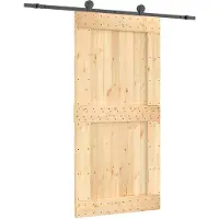 vidaXL Schuifdeur 100 x 210 cm Massief Pine Hout (Onbehandeld)