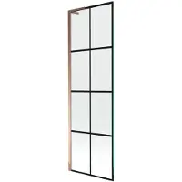 Mexen Next L badwand scherm 1-delig 60 x 150 , zwart rooster, roze goud - 895-060-000-03-77-60