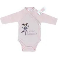 Vib - Overslag romper 'Mini Ballerina' rose smoke (0-3 m) - Babykleertjes - romper - rompertjes - rompertjes met tekst - baby cadeau - baby aankondiging - overslagromper