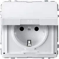 Merten SCHUKO-stopcontact met klapdeksel, BRS, schroefklemmen, polarwit, AQUADESIGN, 1 stuk.