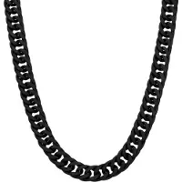 Lucardi Heren Stainless steel herenketting gourmetschakel - Ketting - Staal - Zwart - 56 cm