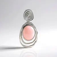 Cavill - Zilveren hanger - 925 Sterling Zilver - 2.855 ct Peruaanse roze opaal ovale cabochon - Moderne elegante handgemaakte sieraden dames