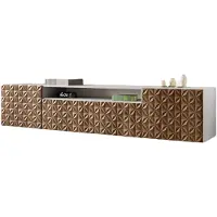 MargaretHadas24 TV-kast Cali, woonwand, lowboard, tv-standaard, woonwand, woonkamer, tv-board, woonkamermeubels, televisie, highboard, TV-kast, tv-lowboard, 200 cm, 3 deuren, wit, bruin