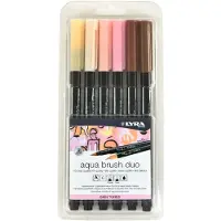 Lyra Aqua Brush Duo Brush Markers - Set van 6 penseelpennen op waterbasis voor artiesten van alle leeftijden - Dual Tip Markers voor fijne details en
