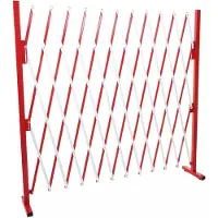 MCW Afzetting -B34, schaarhek, uitschuifbaar hekwerk, aluminium rood-wit ~ hoogte 153 cm, breedte 36-300 cm