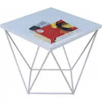 FutuStal Stalen koffietafel, vierkant, industriële loftstijl, wit + glanzend wit