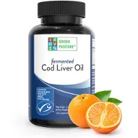 Green Pasture Blue Ice Fermented Cod Liver Oil - 120 capsules sinaasappel