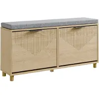 SoBuy Banc rangement chaussures chêne clair 2 portes