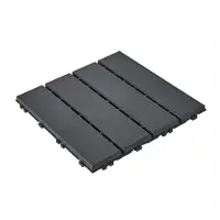 SoBuy Kunststof Terrastegels Zwart - Kliksysteem - Houtnerfstructuur - 15 tegels - 30,5 x 30,5 x 2 cm