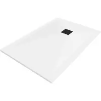 Mexen Stone+ rechthoekige composietdouchebak 130 x 70 , wit, zwarte afdekking - 44107013-B