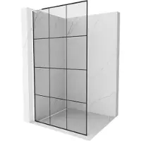 Mexen Kioto L douchewand Walk-in 100 x 200 , zwart raster, wit - 800-100-103-20-77