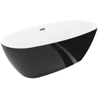 Mexen Luvo Slim vrijstaande badkuip 170 x 75 , wit/zwart, overloop gun gray geborsteld - 52801707575-66
