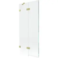 Mexen Lunar badwand 2-delig links 80 x 150 , transparant, geborsteld goud - 897-080-100-55-00-L