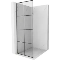 Mexen Kioto L inloop douchewand 90 x 200 , zwart raster, geborsteld nikkel - 800-090-103-97-77