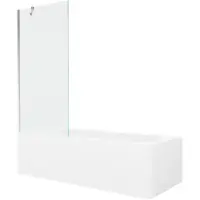 Mexen Vega rechthoekig bad 180 x 80 met omhulsel en 1-delig scherm 80 , transparant, chroom - 550118080X9508000001