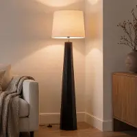 LumenXL Vloerlamp Mirno van donker bamboe met linnen kap