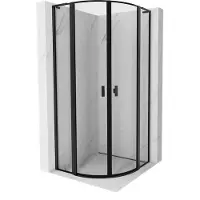 Mexen Mist L douchecabine halfrond zwenkbaar 90 x 90 , zwart frame, zwart - 8A32L-090-090-70-70
