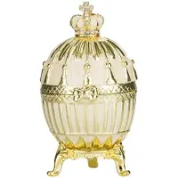 Danila-Souvenirs Faberge-stijl geribbeld juwelendoos juwelenkistje met keizerskroon 9 cm crème