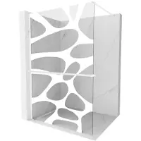 Mexen Kioto+ douchescherm met plank Walk-in 140 x 200 , witte golf, wit - 800-140-121-20-97
