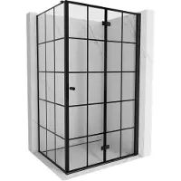Mexen Mist-F opvouwbare douchecabine rechts 95 x 80 , zwart raster, zwart - 8A6T-095-080-70-77-P