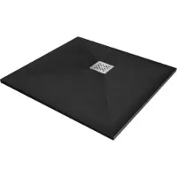 Mexen Stone+ vierkante composiet douchebak 70 x 70 , zwart - 44707070