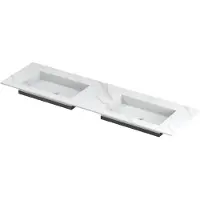 Ink Post Wastafel Keramische Slab Envelop Bak Dubbel Zonder Kraangaten - 1600x450x10 mm - Calacatta Mat