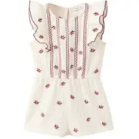 Mango playsuit met print - beige Meisjes Polyester Ronde hals All over print - maat 86