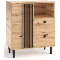 MargaretHadas24 Dressoir Laura IV Eikenhout in naturel Zwart woonkamermeubel (eikenhout Artisan en zwart)