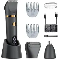 Snq 3-in-1 Body Trimmer - Titanium Mesjes - 360° Contour - IPX7 Waterdicht - LED Display - Geschikt voor Nat & Droog Gebruik - Unisex - Grijs