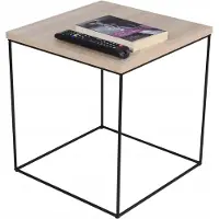 FutuStal Koffietafel, vierkant, van metaal, 40x40x43 cm, Loft stijl, zwart + Sonoma eikenhout