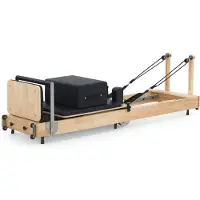 PH Fitness Pilates Reformer – Massief Houten Frame – Studio Kwaliteit voor Thuis & Studio – Opvouwbaar met Stil Railsysteem – 5 Kleurgecodeerde Veren – Max 130 kg