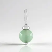 Cavill - Elegante Hanger 925 Sterling Zilver Platina Verguld - Groene Aventurijn 3,608 ct - Ronde Vorm - Braziliaanse Edelsteen voor Dames