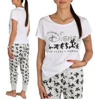 Sarcia.eu DISNEY Mickey Mouse Katoenen pyjama voor dames, tweedelige pyjama met korte mouwen, lange broek OEKO-TEX, M