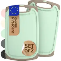 Blumtal Snijplank Linnmon - Kunststof Snijplank met Sapgroeven en Handvat - BPA Vrij - Groen - Large - Set van 2