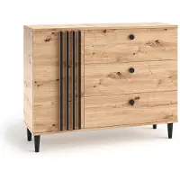 MargaretHadas24 Dressoir Laura V Eikenhout in naturel Zwart Woonkamermeubel (Eikenhout Artisan en zwart)